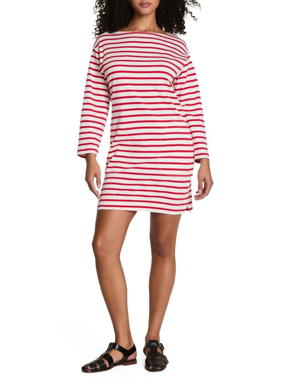 G-10. Spanx Cool Cotton Boatneck Dress Yacht Strip Red XS